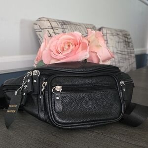 Nabob Black Leather Waist/Crossbody Bag